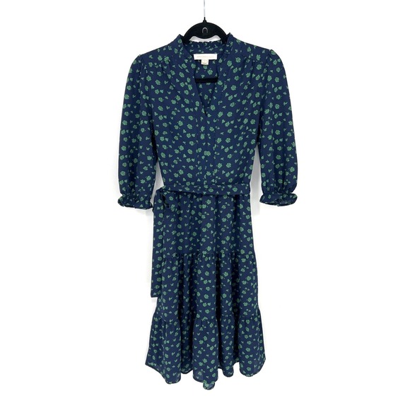 Monteau Los Angeles Dresses & Skirts - Monteau Los Angeles Navy Green Floral Tiered Midi Dress Small Cottagecore Brunch